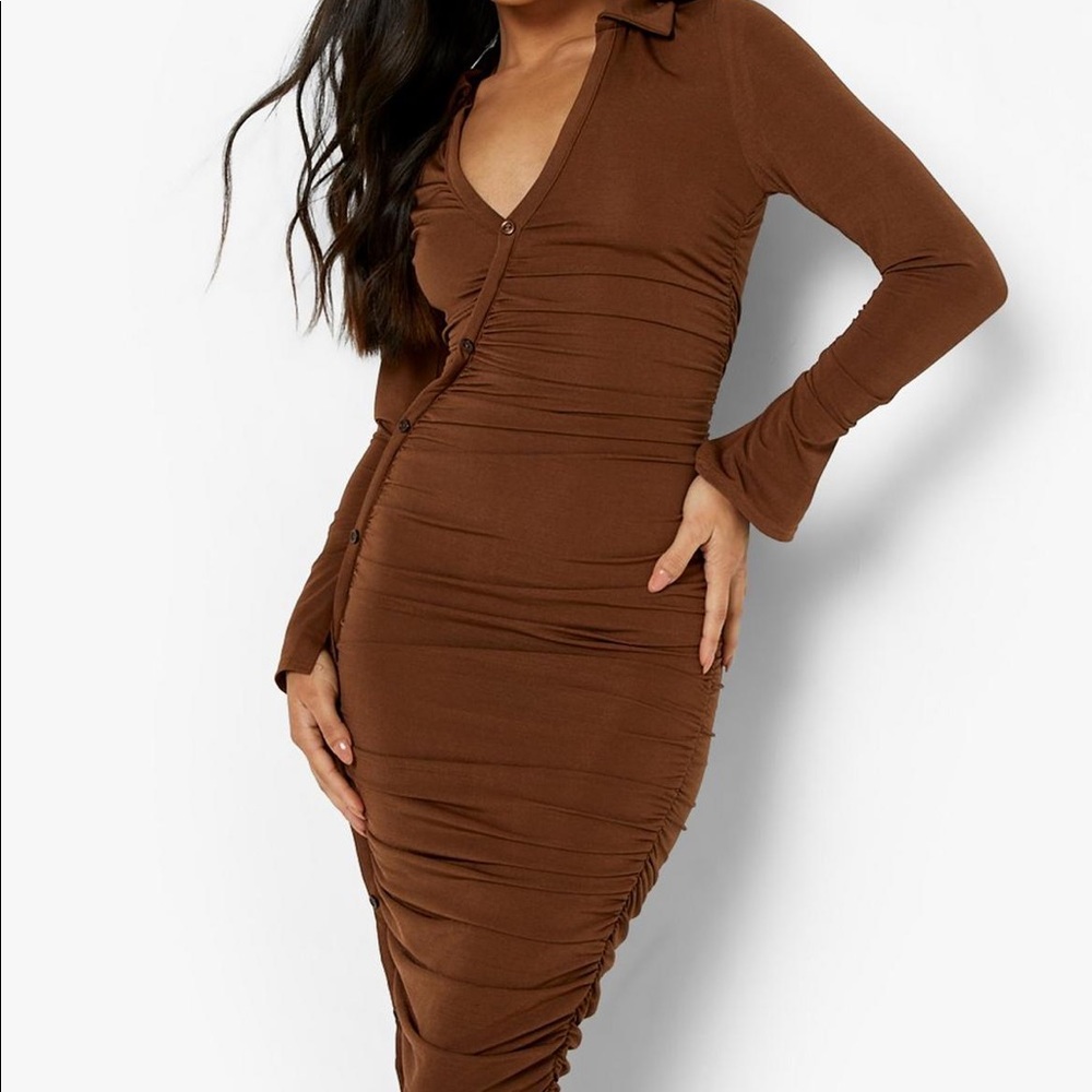 Petite asymmetric button dress brand new never worn! Size 4